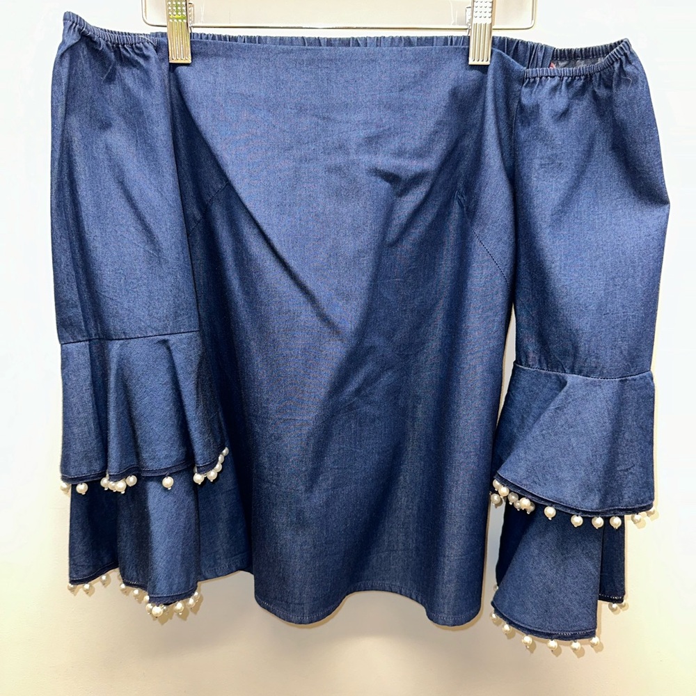 Intermix denim off the shoulder top.